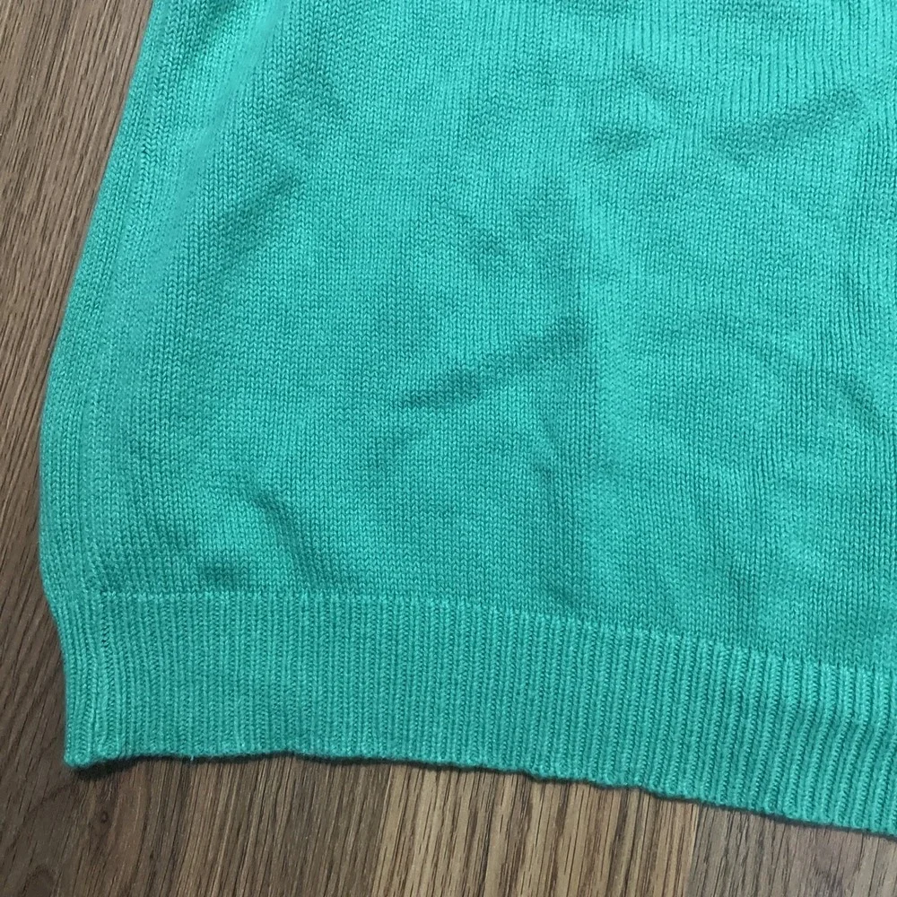 Brooks Brothers Mens Large Cotton Sweater Vest V-Neck Green USA